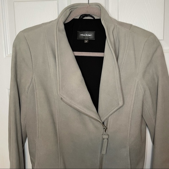 MACKAGE Cleo Grey Suede Leather Moto Biker Zip Jacket Small - Picture 3 of 12